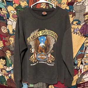 Vintage Harley Davidson 3d emblem crew neck